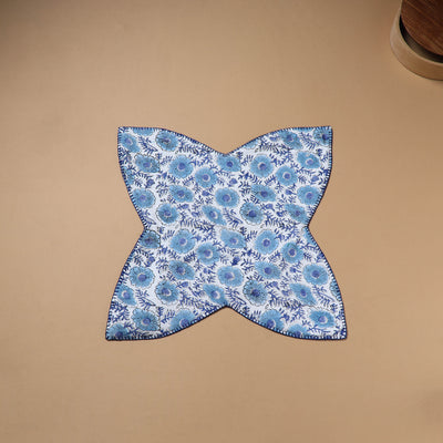Hand Embroidered Floral Block Print Cotton Roti Napkin 26
