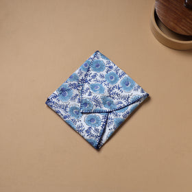 Hand Embroidered Floral Block Print Cotton Roti Napkin 26