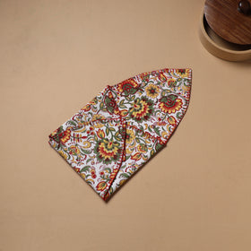 Multi clour - Hand Embroidered Floral Block Print Cotton Roti Napkin 20