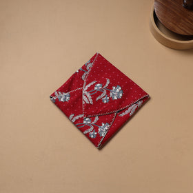 Hand Embroidered Floral Block Print Cotton Roti Napkin 18