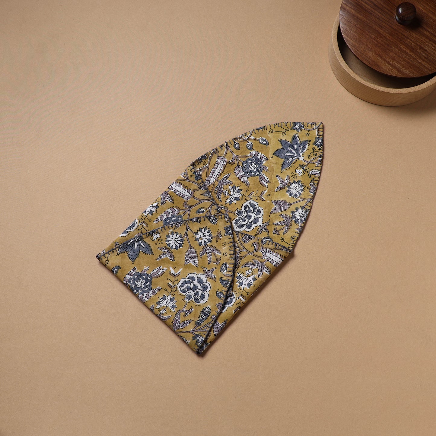 Hand Embroidered Floral Block Print Cotton Roti Napkin 13