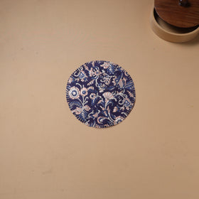 Hand Embroidered Floral Block Print Cotton Round Roti Napkin 08