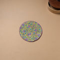 Hand Embroidered Floral Block Print Cotton Round Roti Napkin 12