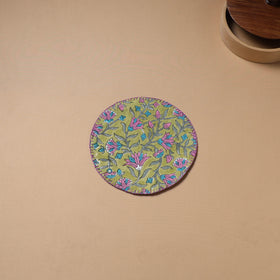 Hand Embroidered Floral Block Print Cotton Round Roti Napkin 12
