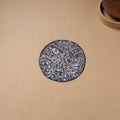 Grey - Hand Embroidered Floral Block Print Cotton Round Roti Napkin 13