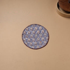 Hand Embroidered Floral Block Print Cotton Round Roti Napkin 15