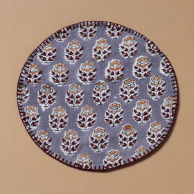 Hand Embroidered Floral Block Print Cotton Round Roti Napkin 15
