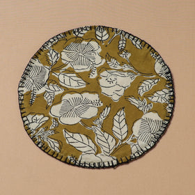 Hand Embroidered Bagru Block Print Cotton Round Roti Napkin 21