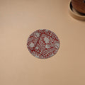 Red - Hand Embroidered Bagru Block Print Cotton Round Roti Napkin 22