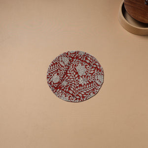 Hand Embroidered Bagru Block Print Cotton Round Roti Napkin 22