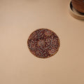 Brown - Hand Embroidered Kalamkari Block Print Cotton Round Roti Napkin 23