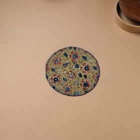 Hand Embroidered Kalamkari Block Print Cotton Round Roti Napkin 24