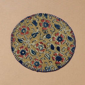 Hand Embroidered Kalamkari Block Print Cotton Round Roti Napkin 24