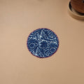 Blue - Hand Embroidered Bagru Block Print Cotton Round Roti Napkin 25