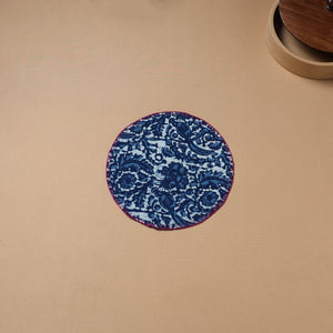 Hand Embroidered Bagru Block Print Cotton Round Roti Napkin 25
