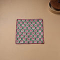 Hand Embroidered Floral Block Print Cotton Square Roti Napkin 42