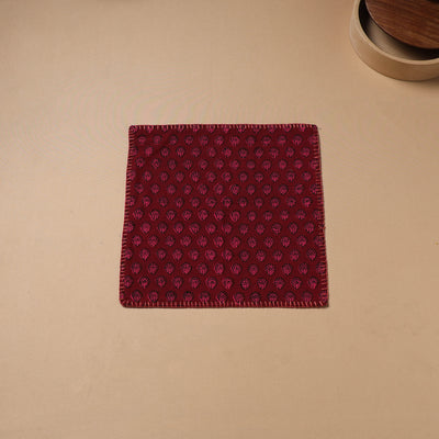 Hand Embroidered Bagh Block Print Cotton Square Roti Napkin 48