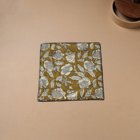 Hand Embroidered Bagru Block Print Cotton Square Roti Napkin 49