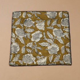 Hand Embroidered Bagru Block Print Cotton Square Roti Napkin 49