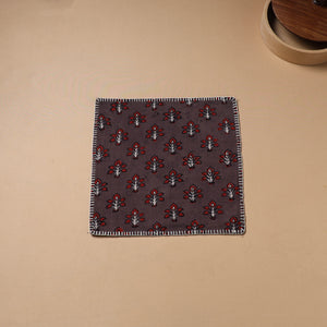 Hand Embroidered Ajrakh Block Print Cotton Square Roti Napkin 50