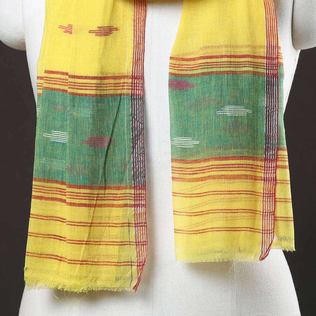 Yellow - Traditional Handloom Cotton Manipuri Stole