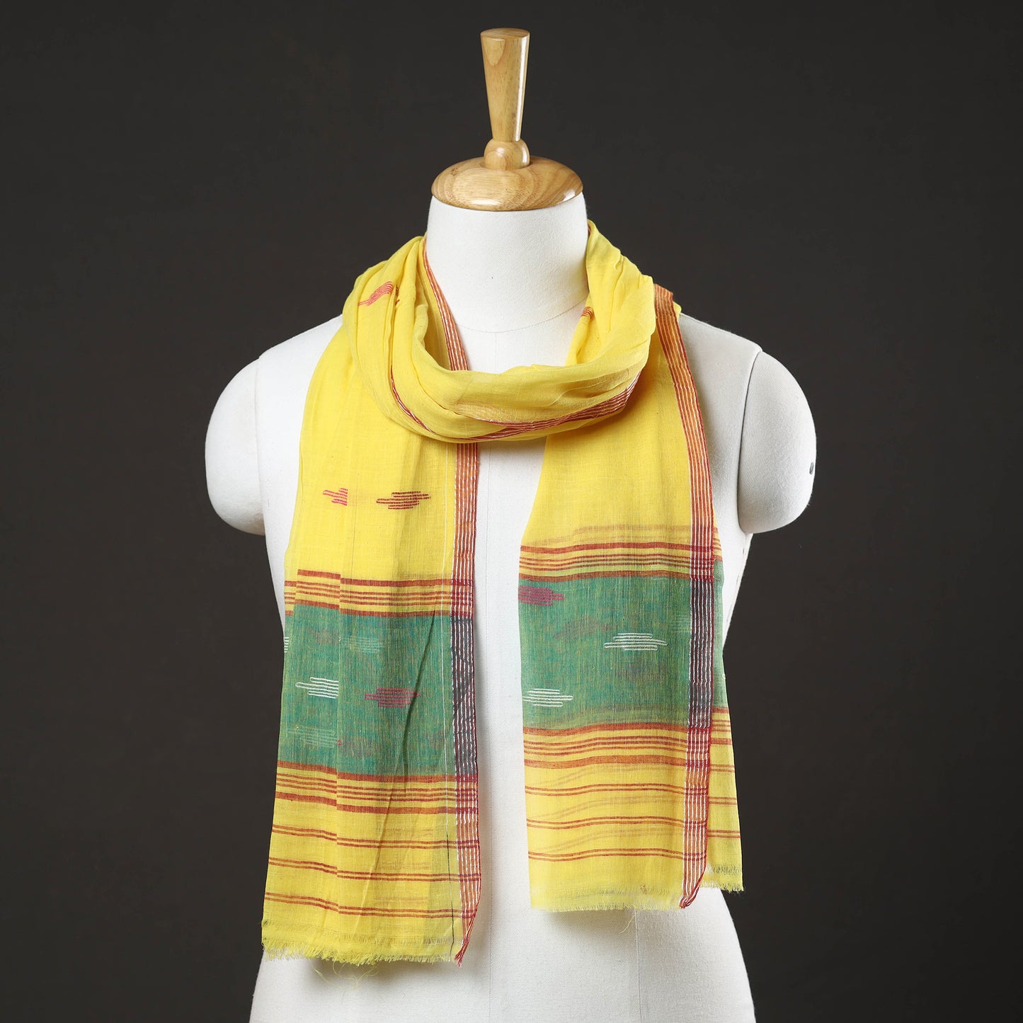 Yellow - Traditional Handloom Cotton Manipuri Stole