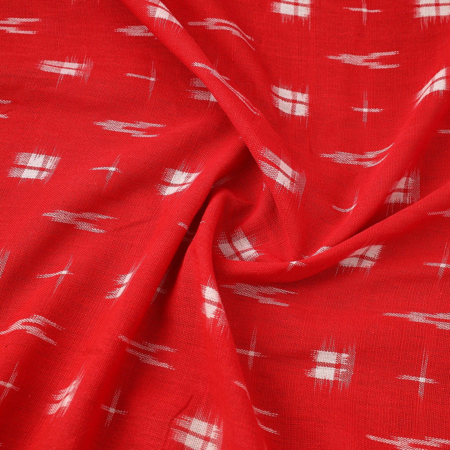  Red Handloom Cotton Pochampally Double Ikat Fabric