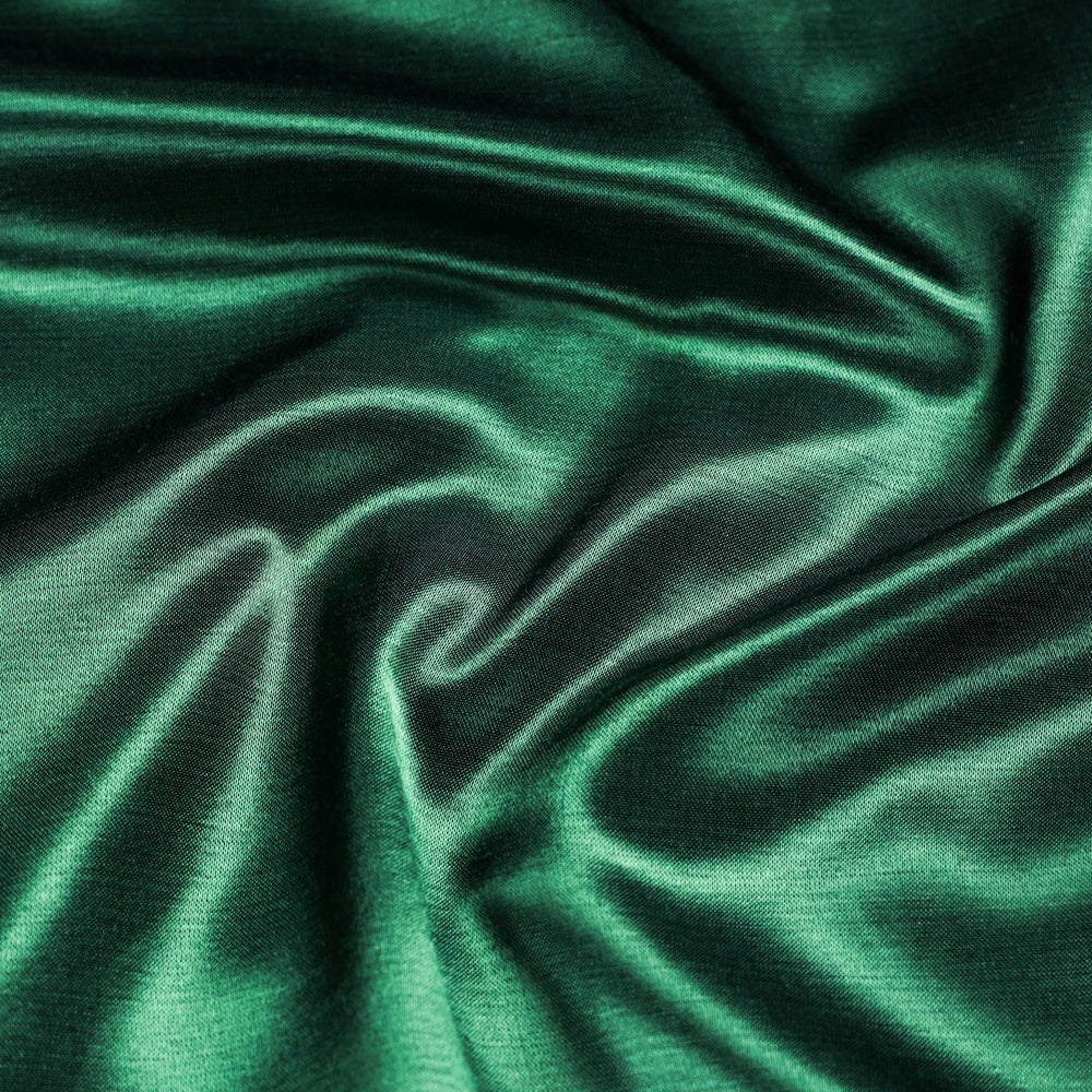 Bright Bottle Green - Pure Mashru Silk Plain Fabric (Width - 44 in)