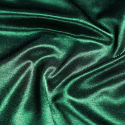 Bright Bottle Green - Pure Mashru Silk Plain Fabric (Width - 44 in)