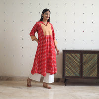 Handloom Cotton Pochampally Ikat Kurta with Patchwork 04