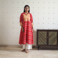 Handloom Cotton Pochampally Ikat Kurta with Patchwork 04