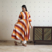 Multicolor - Handloom Cotton Flared Pochampally Ikat Kurta 16