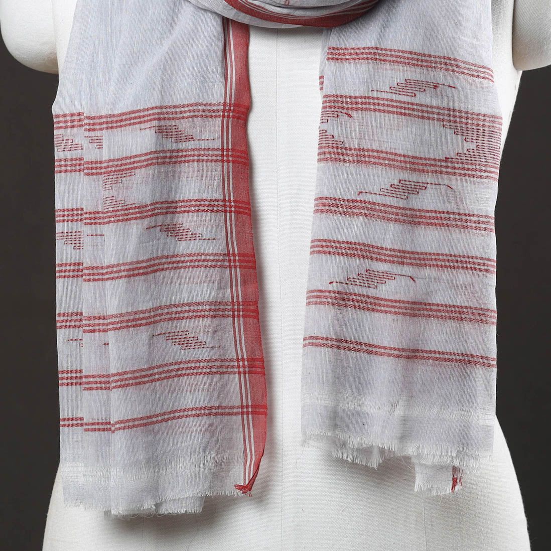 Grey - Traditional Handloom Cotton Manipuri Stole