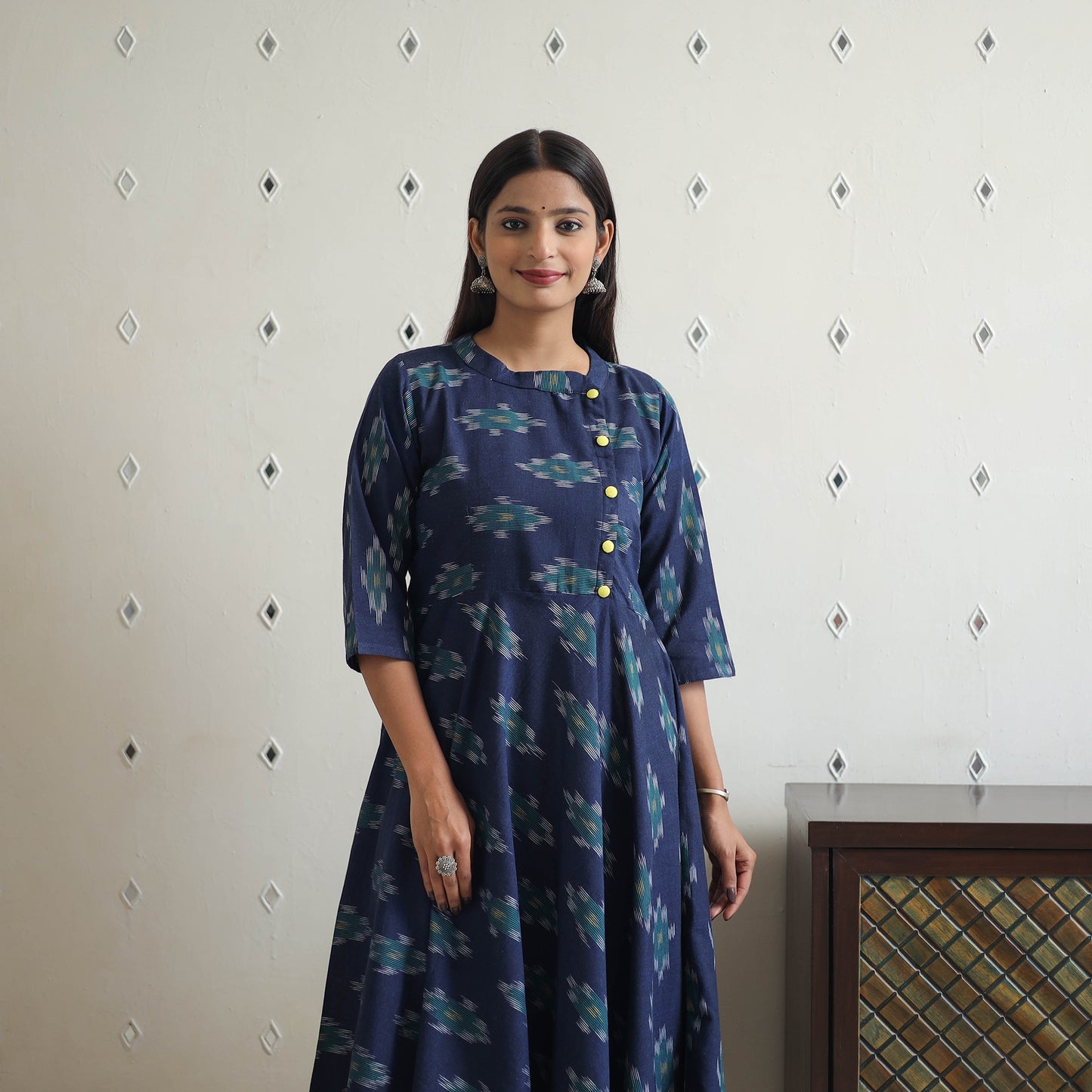 Handloom Cotton Flared Pochampally Ikat Kurta 18