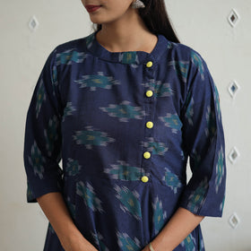 Blue - Cotton Flared Pochampally Ikat Kurta 18