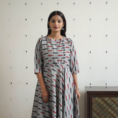 Handloom Cotton Flared Pochampally Ikat Kurta 17