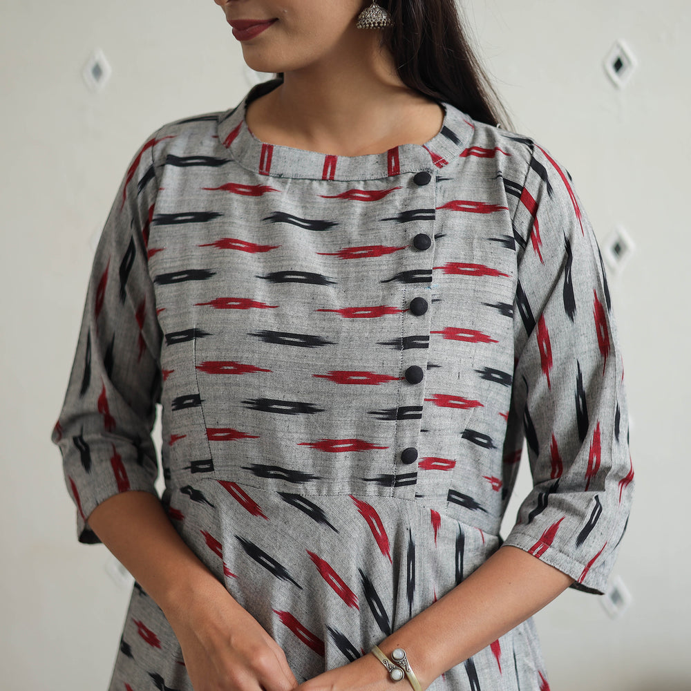 Handloom Cotton Flared Pochampally Ikat Kurta 17