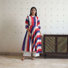 Handloom Cotton Flared Pochampally Ikat Kurta 19