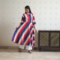 Handloom Cotton Flared Pochampally Ikat Kurta 19