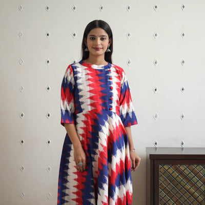 Handloom Cotton Flared Pochampally Ikat Kurta 19