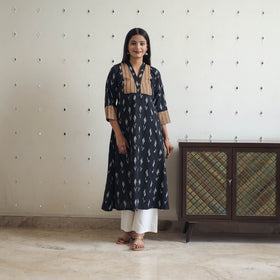 Buy Black Cotton Pochampally Ikat Kurta for Women