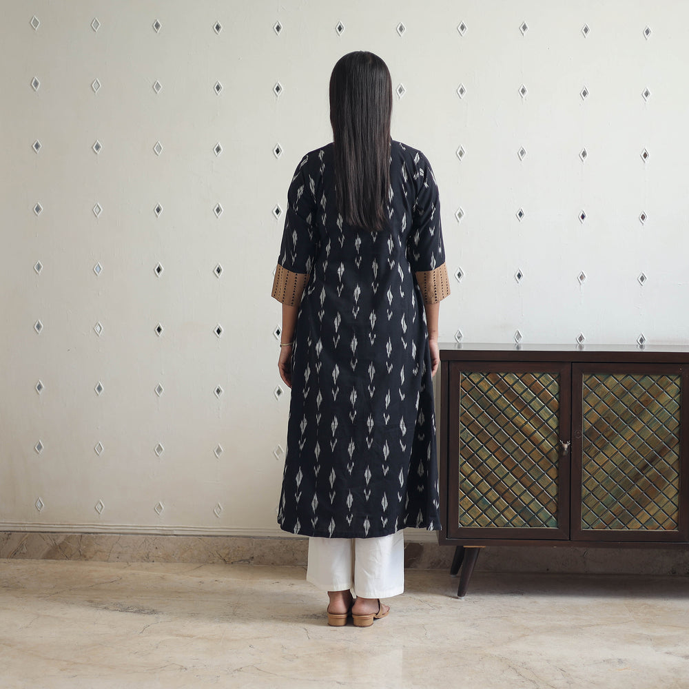 Handloom Cotton Pochampally Ikat Kurta with Patchwork 10