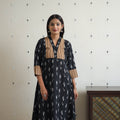 Buy Black Cotton Pochampally Ikat Kurta for Women