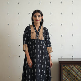 Buy Black Cotton Pochampally Ikat Kurta for Women