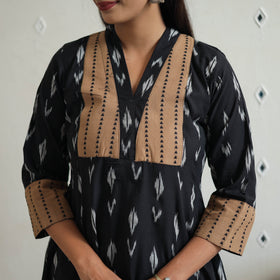 Buy Black Cotton Pochampally Ikat Kurta for Women