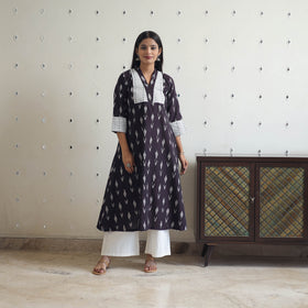  Brown Cotton Pochampally Ikat Kurta for Women