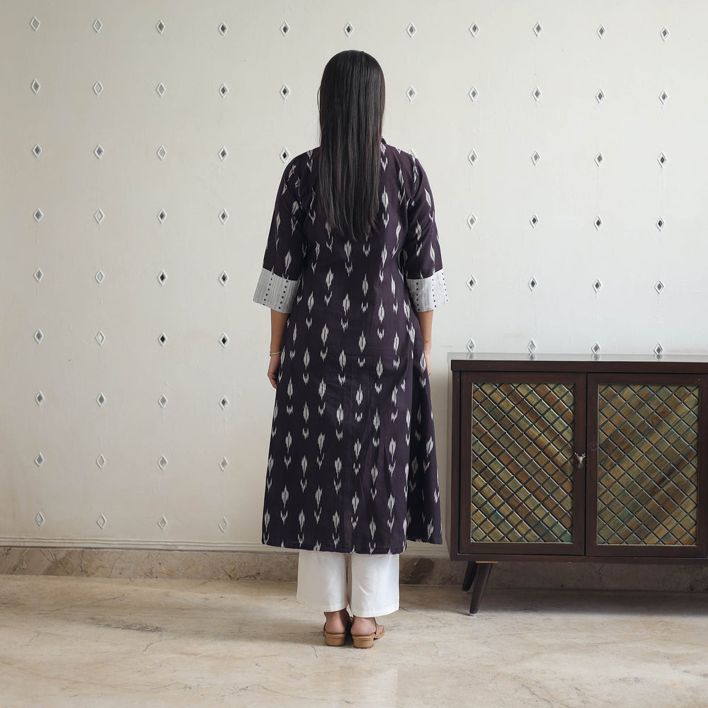 Handloom Cotton Pochampally Ikat Kurta with Patchwork 09