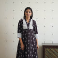  Brown Cotton Pochampally Ikat Kurta for Women