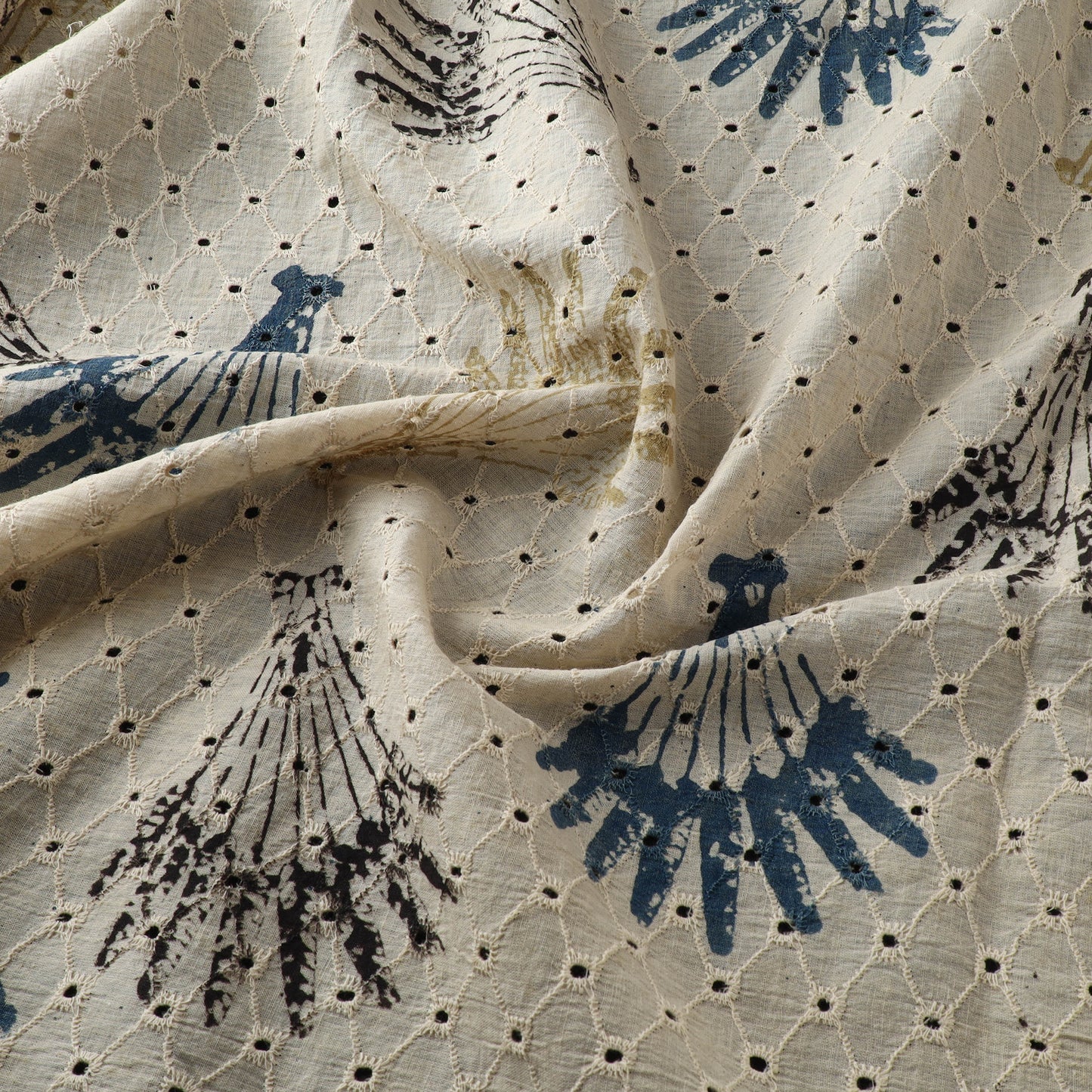 Hakoba Hand Block Ajrakh Print Natural Dyed Cotton Fabric 39