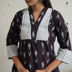  Brown Cotton Pochampally Ikat Kurta for Women